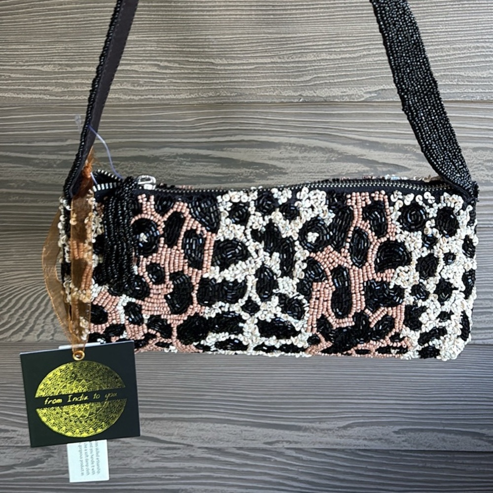 Viral Beaded Leopard Print Purse